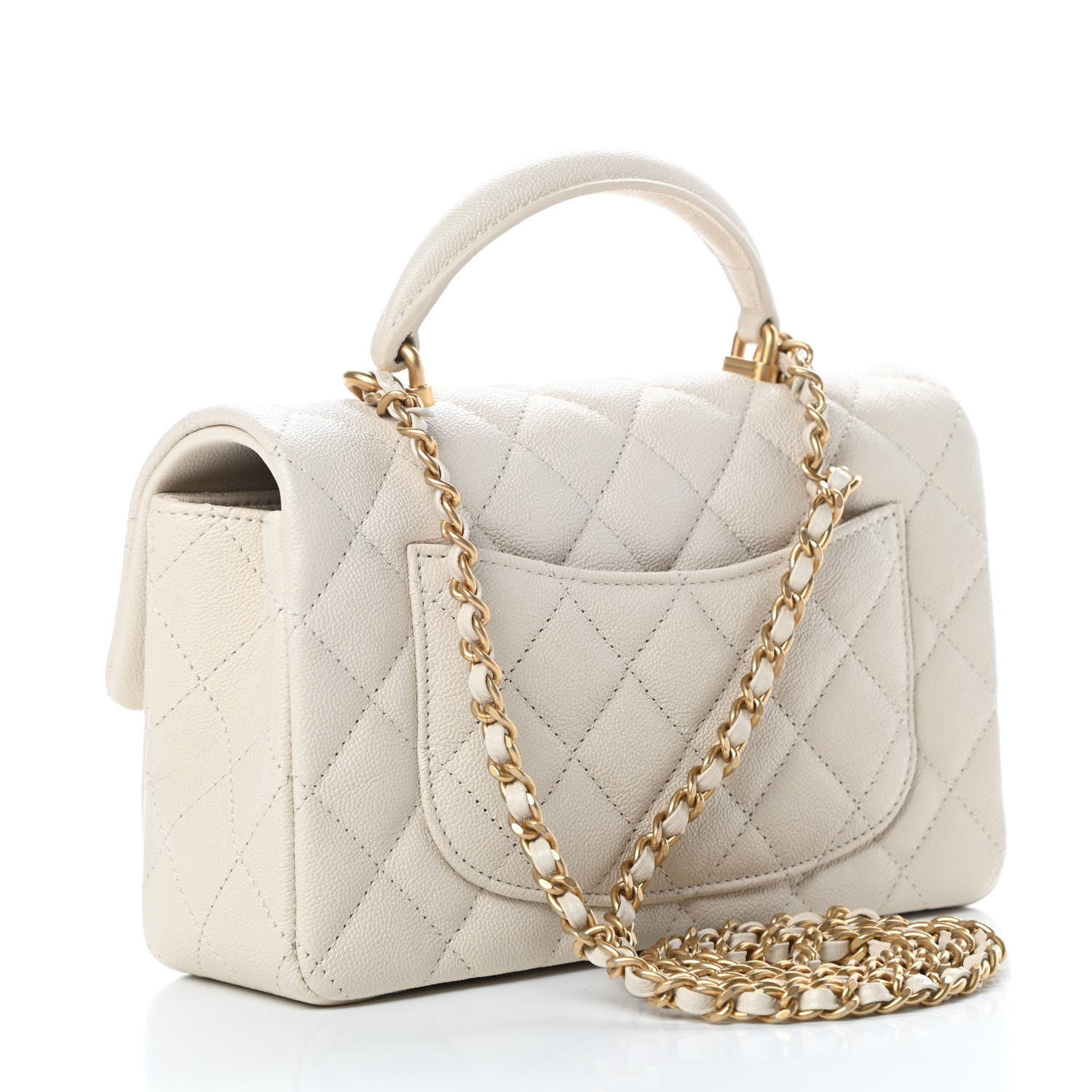Chanel Caviar Quilted Mini Top Handle Rectangular Flap Beige 3 of 10