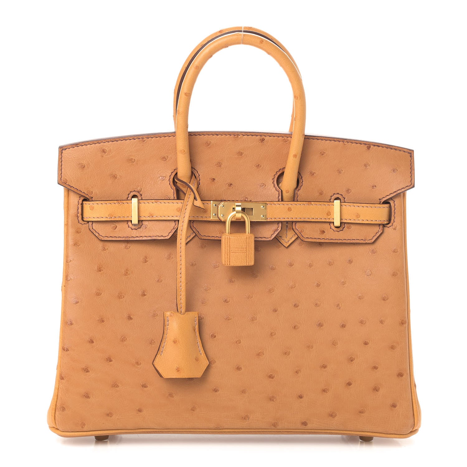 Hermes Ostrich Horseshoe Birkin 25 Saffron 1 of 10