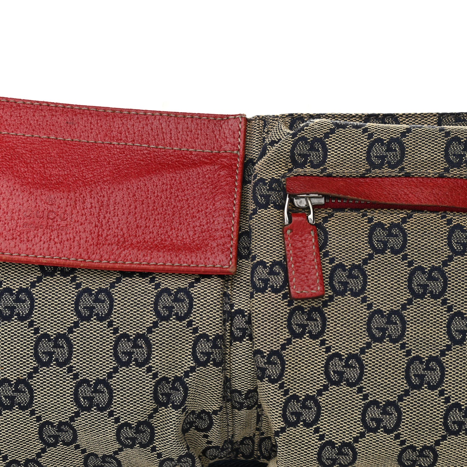 Gucci GG Monogram Web Double Pocket Belt Bag Navy Red 10 of 10