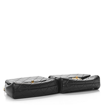 Chanel Lambskin Pearl Quilted Side Packs Black 4 of 10