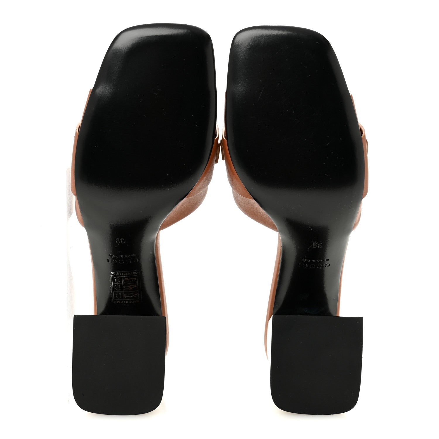 Gucci Calfskin Signoria 75mm Slide Sandals 39 Harness Brown 6 of 10