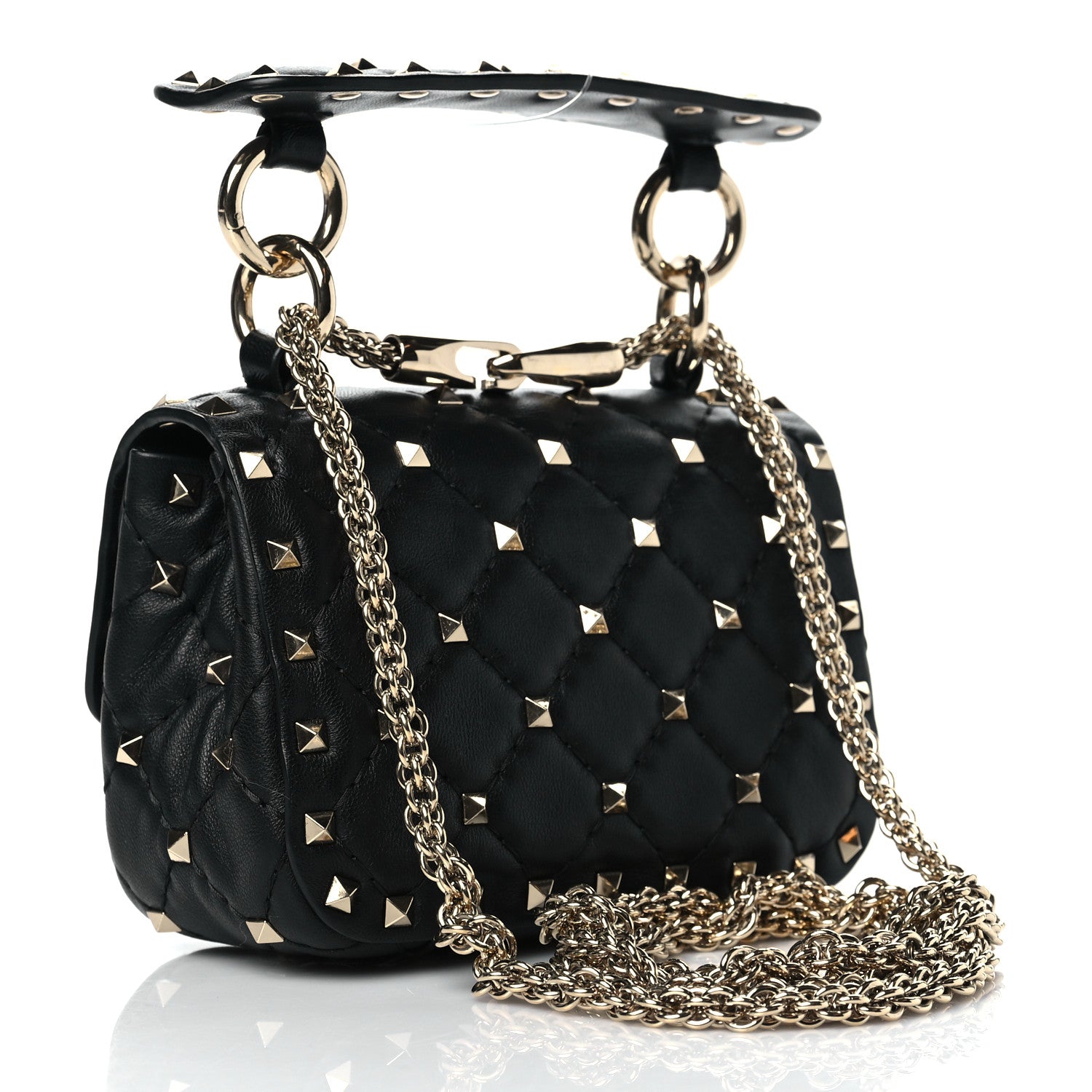 Valentino Garavani Nappa Micro Rockstud Spike Shoulder Bag Black 2 of 8