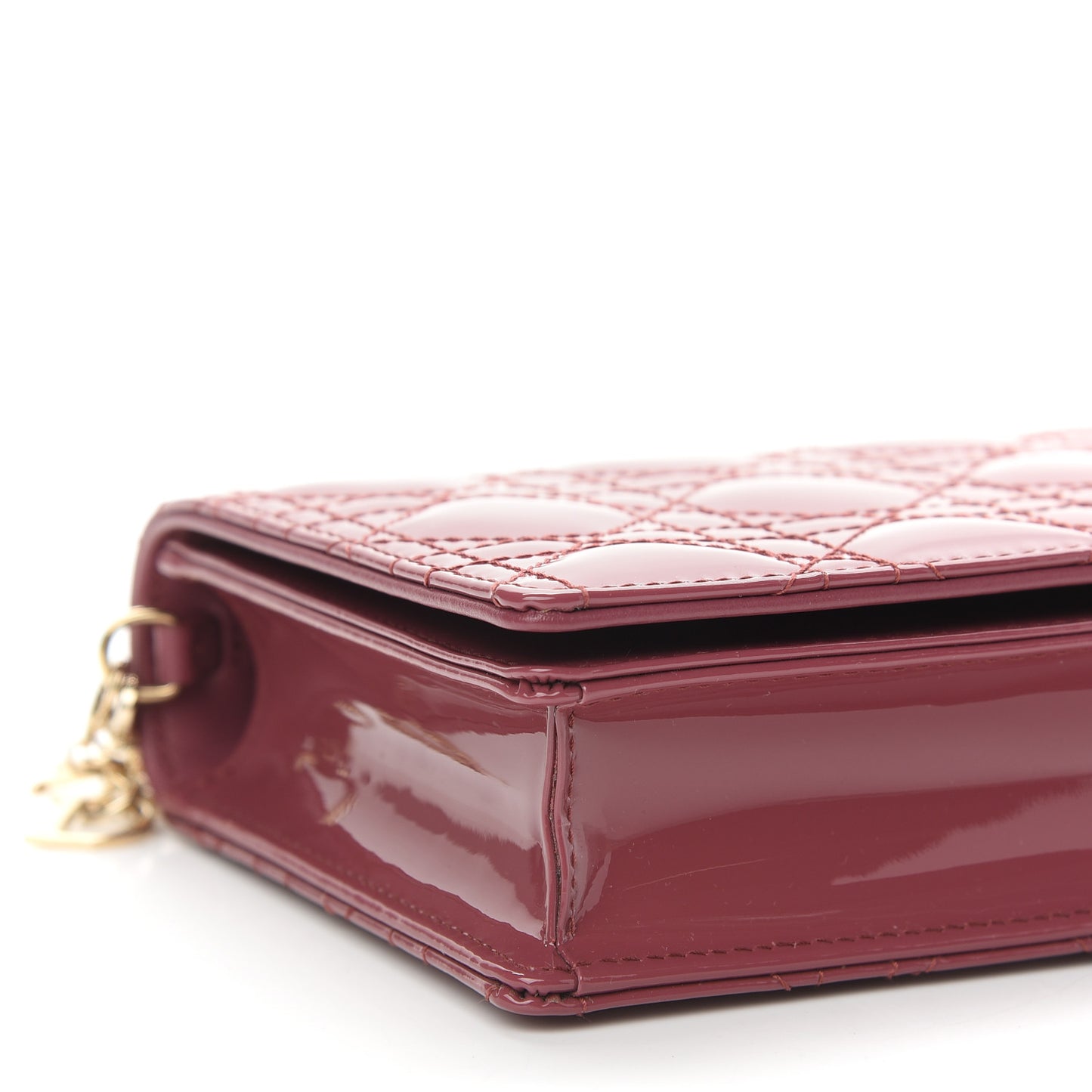 Patent Cannage Lady Dior Clutch Mallow Rose
