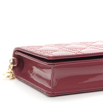 Christian Dior Patent Cannage Lady Dior Clutch Mallow Rose 8 of 10