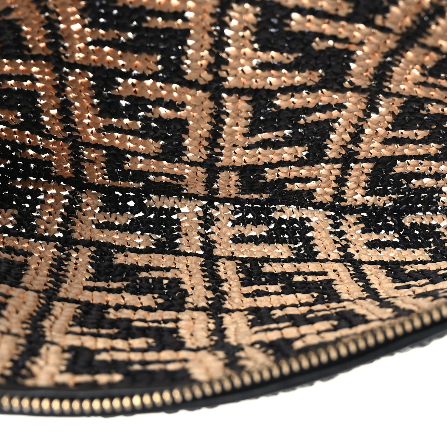 Fendi Raffia FF 1974 Large Flat Pouch Black Natural 5 of 6