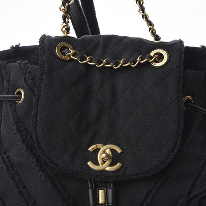 Chanel Canvas Chevron Cuba Patchwork Backpack Navy Blue 9 of 9