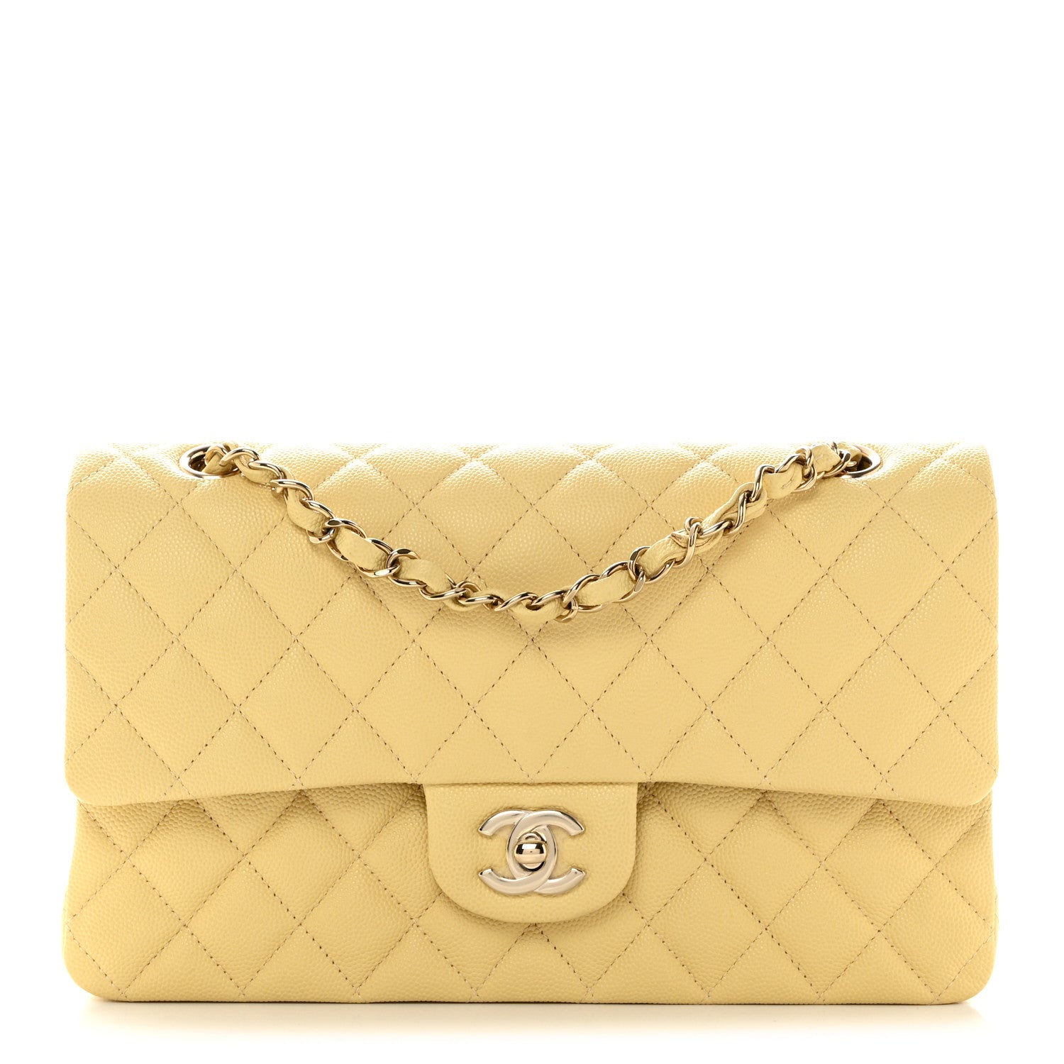 Chanel Caviar Quilted Medium Double Flap Yellow 1 of 9