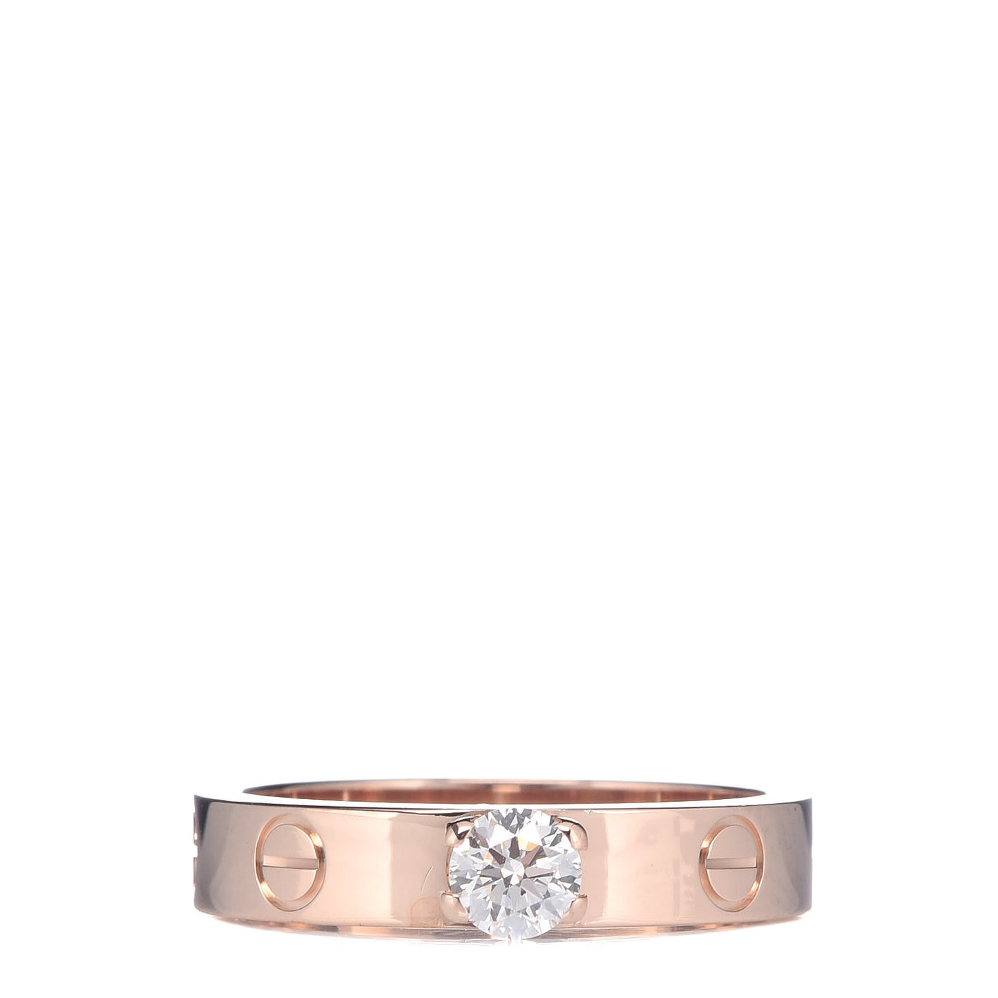 18K Pink Gold Diamond .23ct LOVE Solitaire Engagement Ring 50 5.25