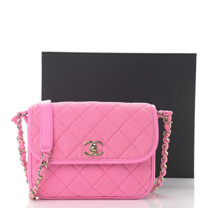 Chanel Denim Quilted Small Messenger Flap Neon Pink 13 of 13
