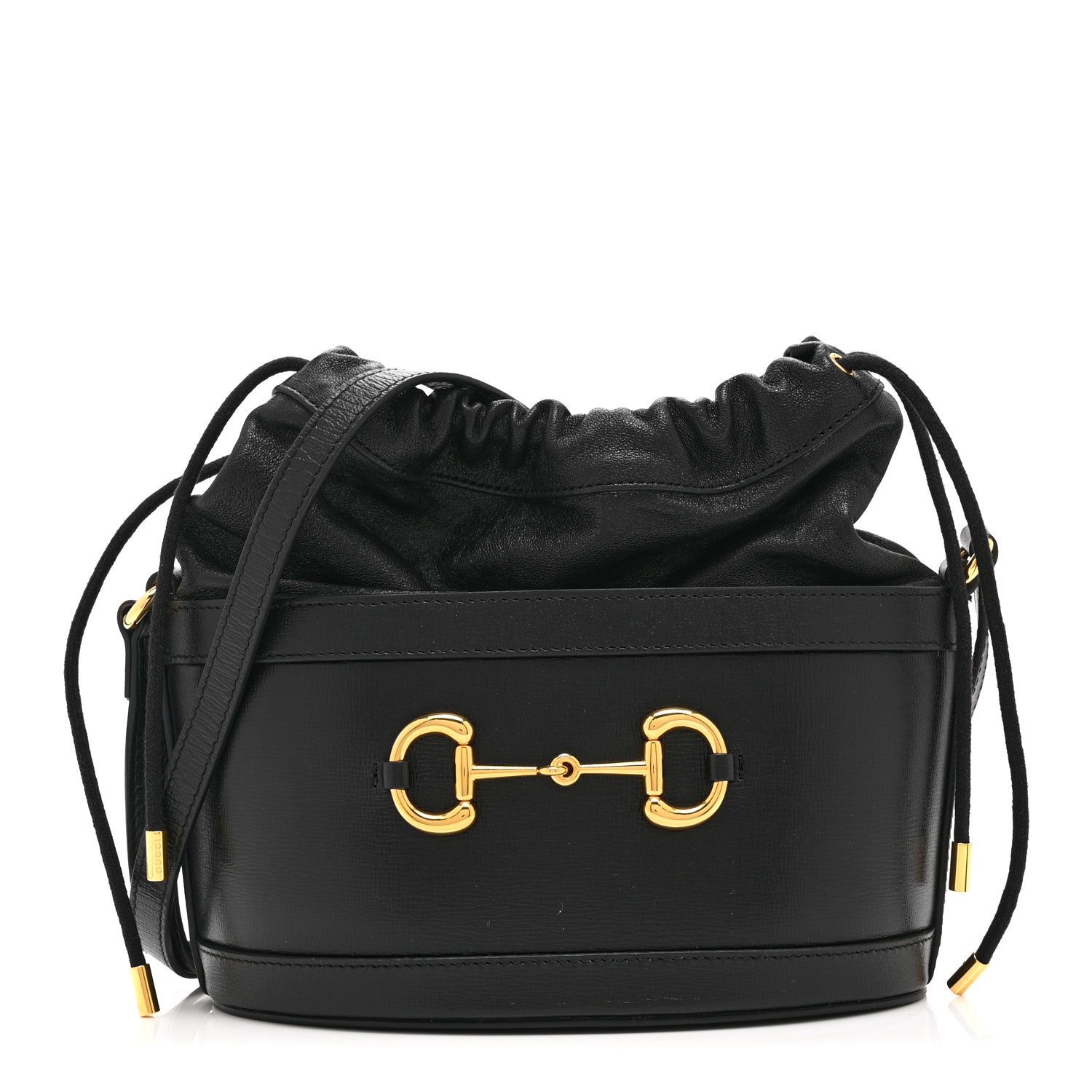 Gucci Azalea Sakai Calfskin Horsebit 1955 Drawstring Bucket Bag Black 1 of 11