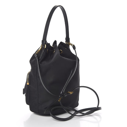 Prada Saffiano Tessuto Nylon Mini Bucket Crossbody Bag Black 3 of 10