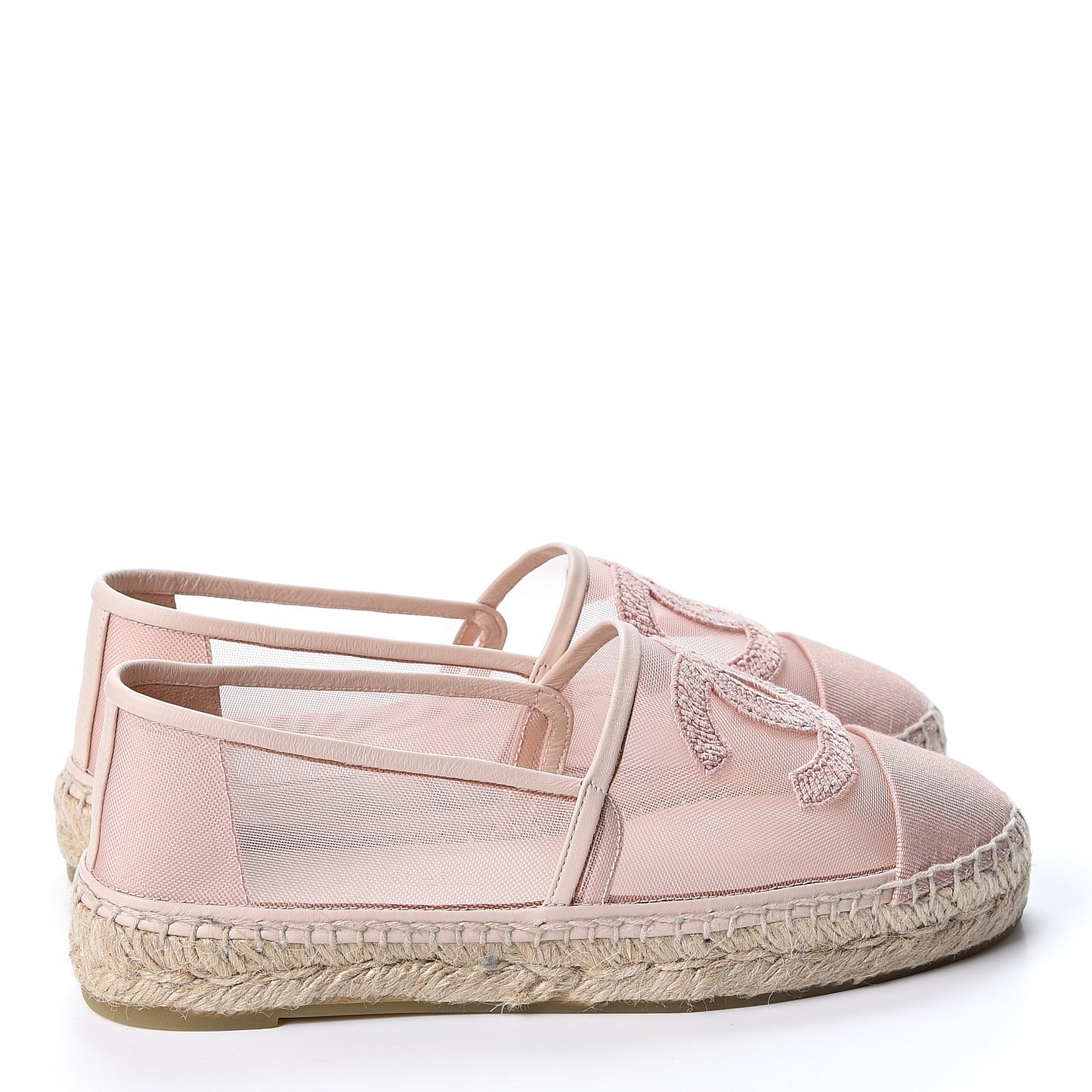 Mesh Grosgrain CC Espadrilles 36 Pink
