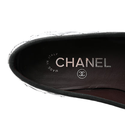 Chanel Aged Calfskin Quilted CC Cap Toe Ballerina Flats 36 Black 6 of 10