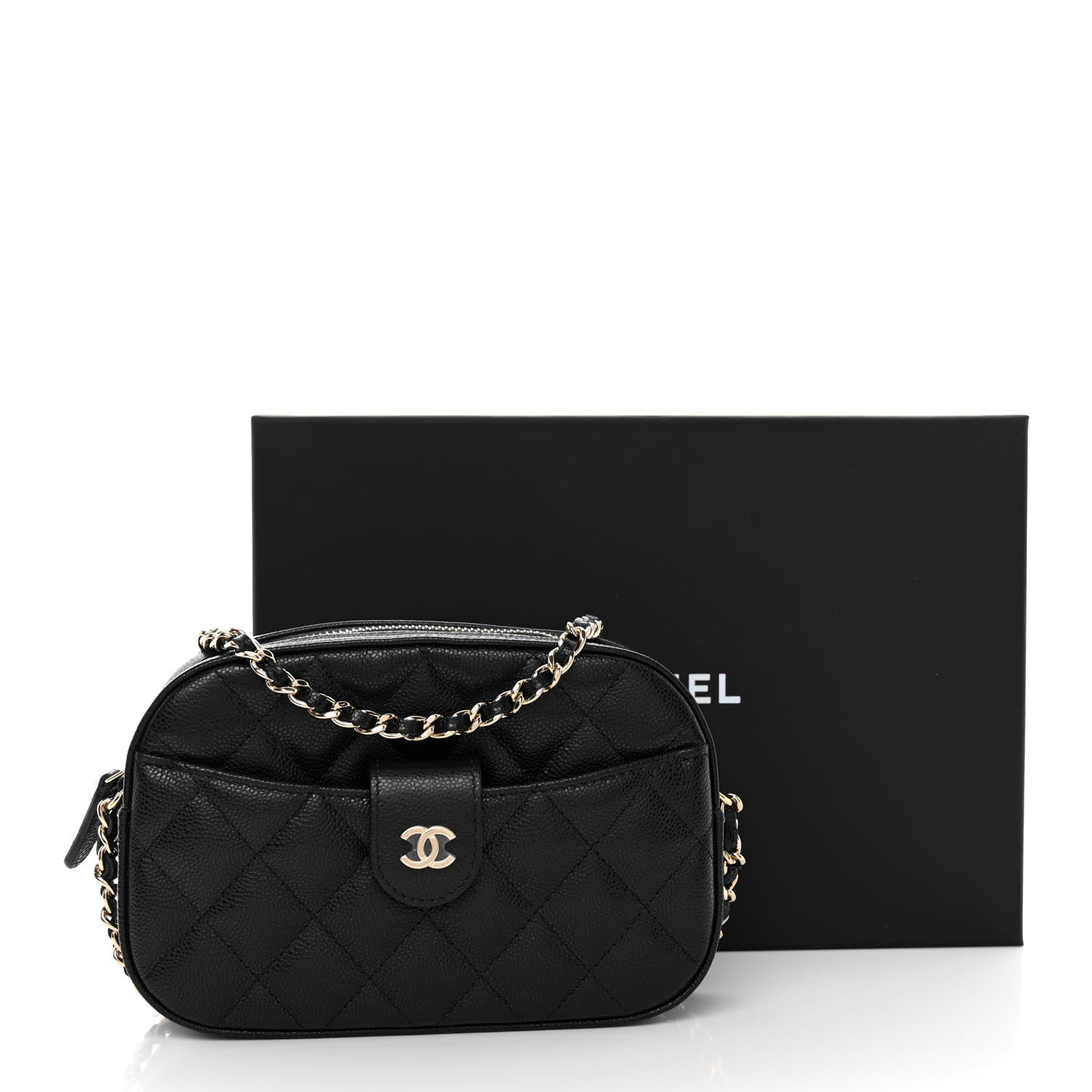 Chanel Caviar Quilted Chain Camera Bag Black 11 of 11
