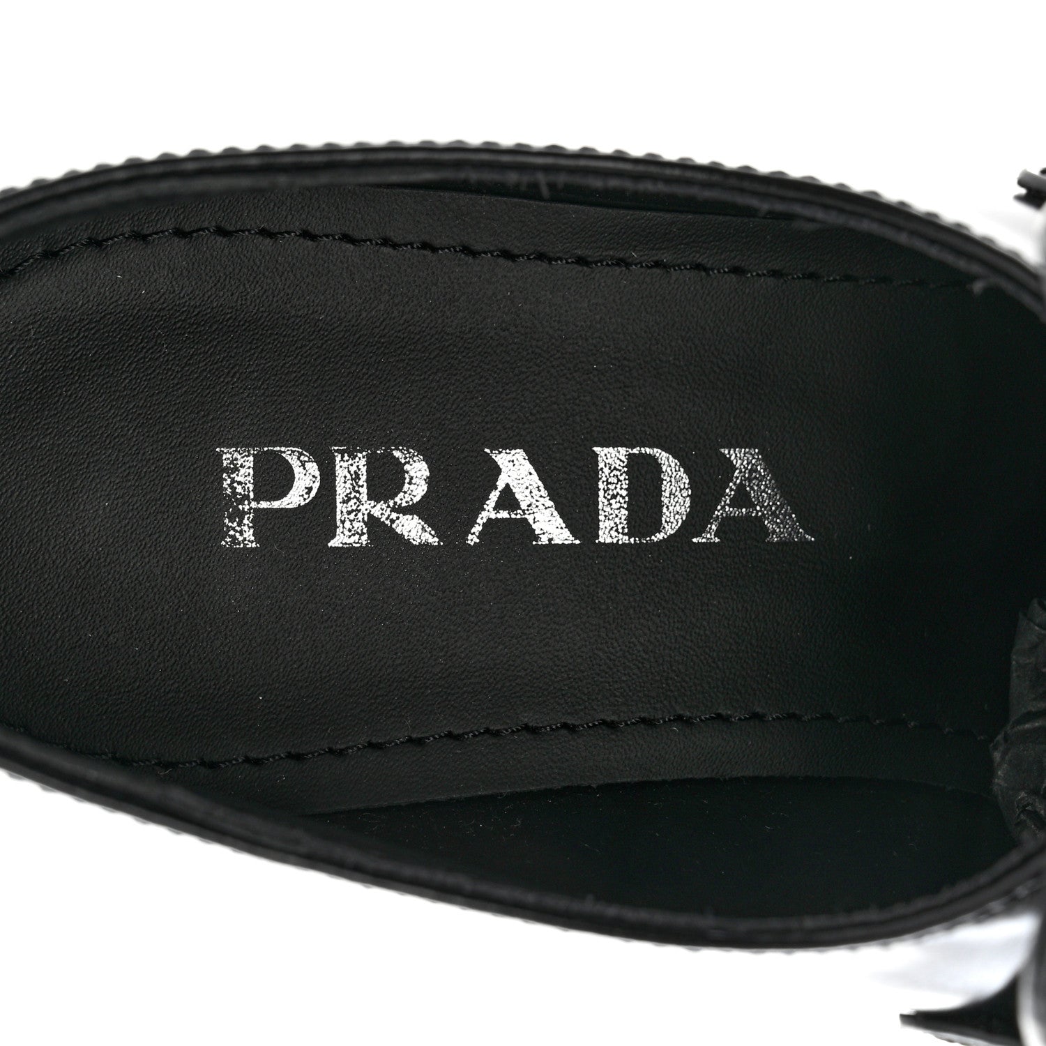 Prada Spazzolato Metal Triangle Logo 50mm Loafers 35 Black 7 of 9