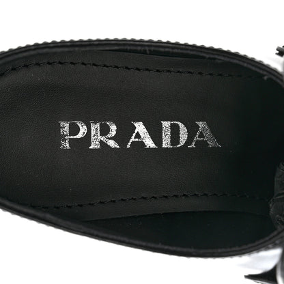 Prada Spazzolato Metal Triangle Logo 50mm Loafers 35 Black 7 of 9