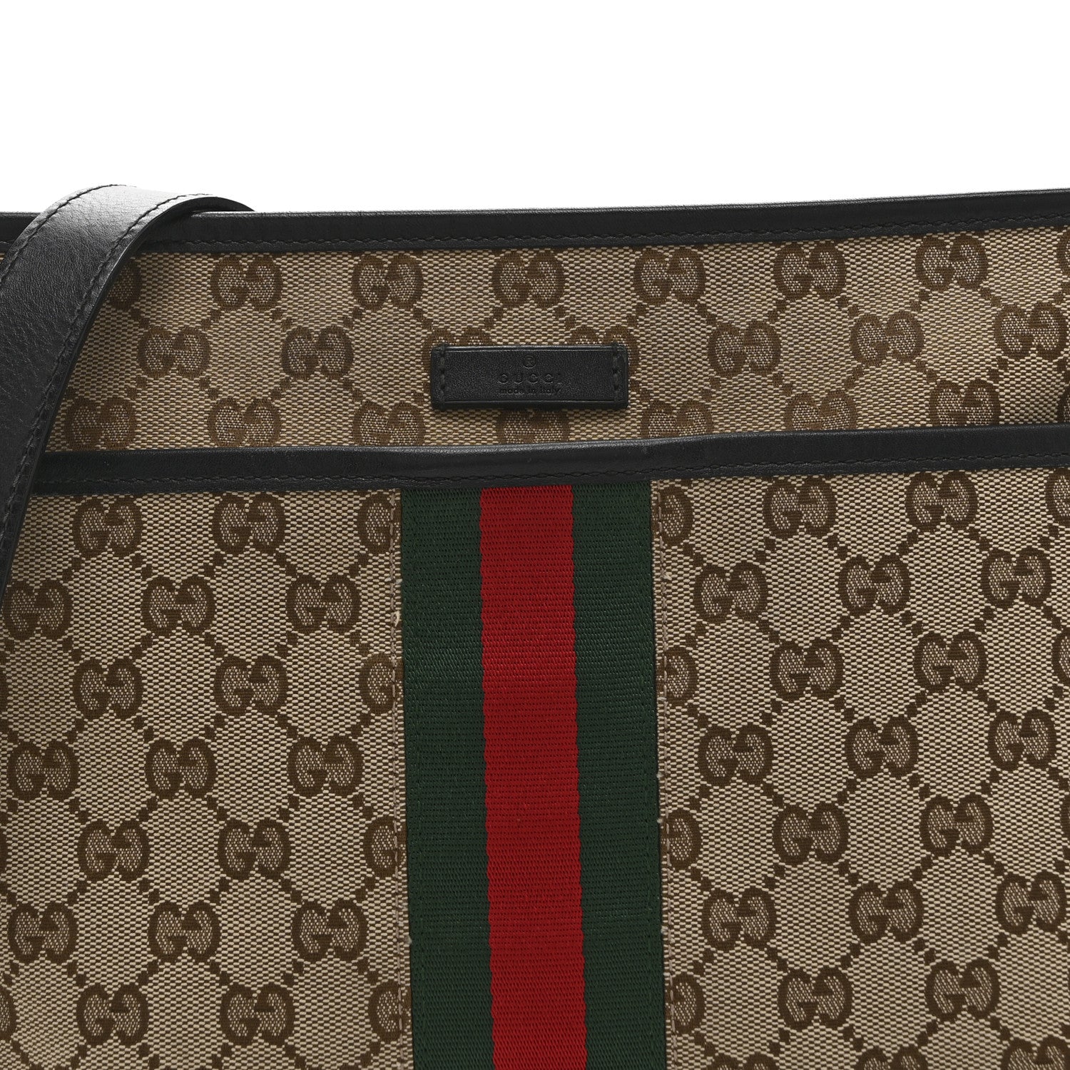 Gucci GG Monogram Web Flat Messenger Bag Black 9 of 11