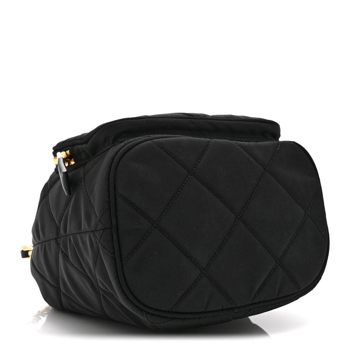 Re-Nylon Saffiano Stitched Duet Bucket Bag Black