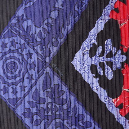 Hermes Silk Plisse Early America Scarf 90 Black Bleu Nuit Rouge 7 of 7