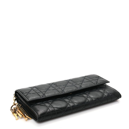 Christian Dior Calfskin Cannage Lady Dior Rendezvous Wallet Black 4 of 7