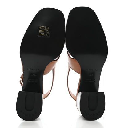Hermes Calfskin Elbe 60 Sandals 37.5 Marron Glaise 5 of 9