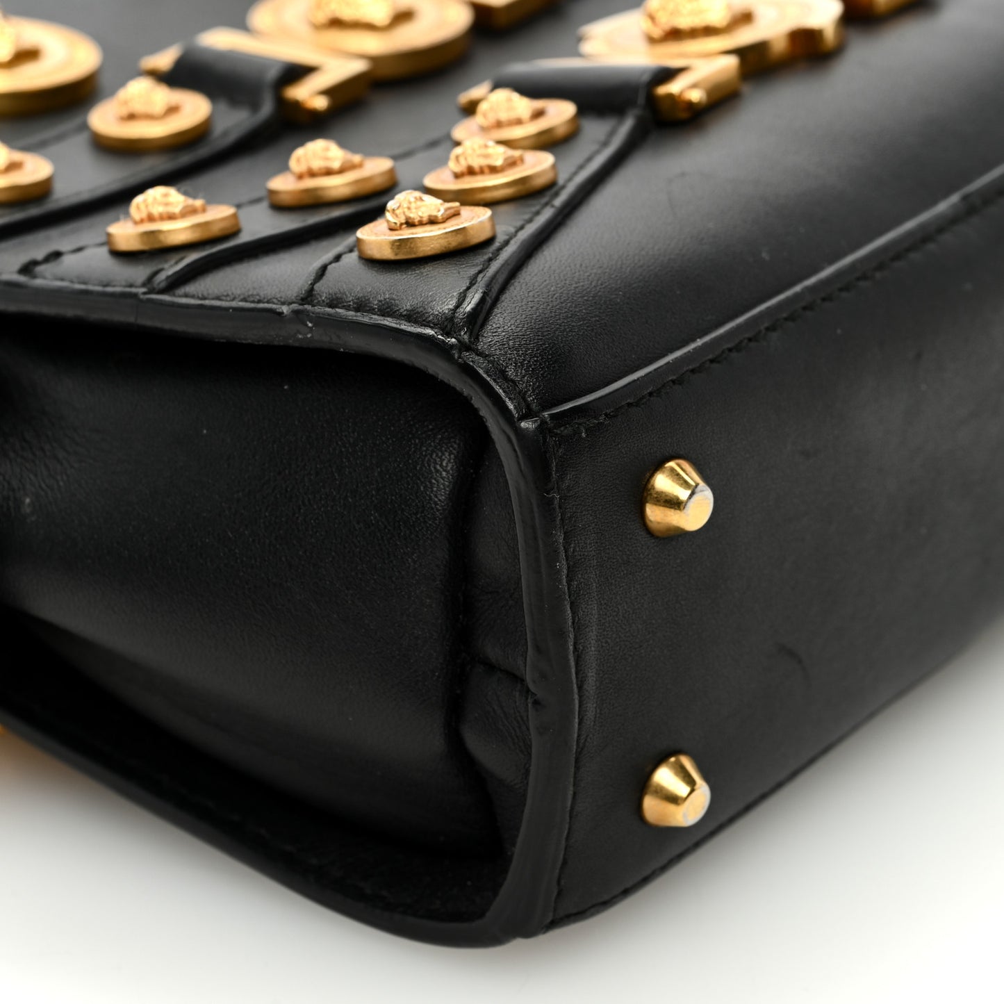 Calfskin Small Medallion Tribute Bowling Bag Black