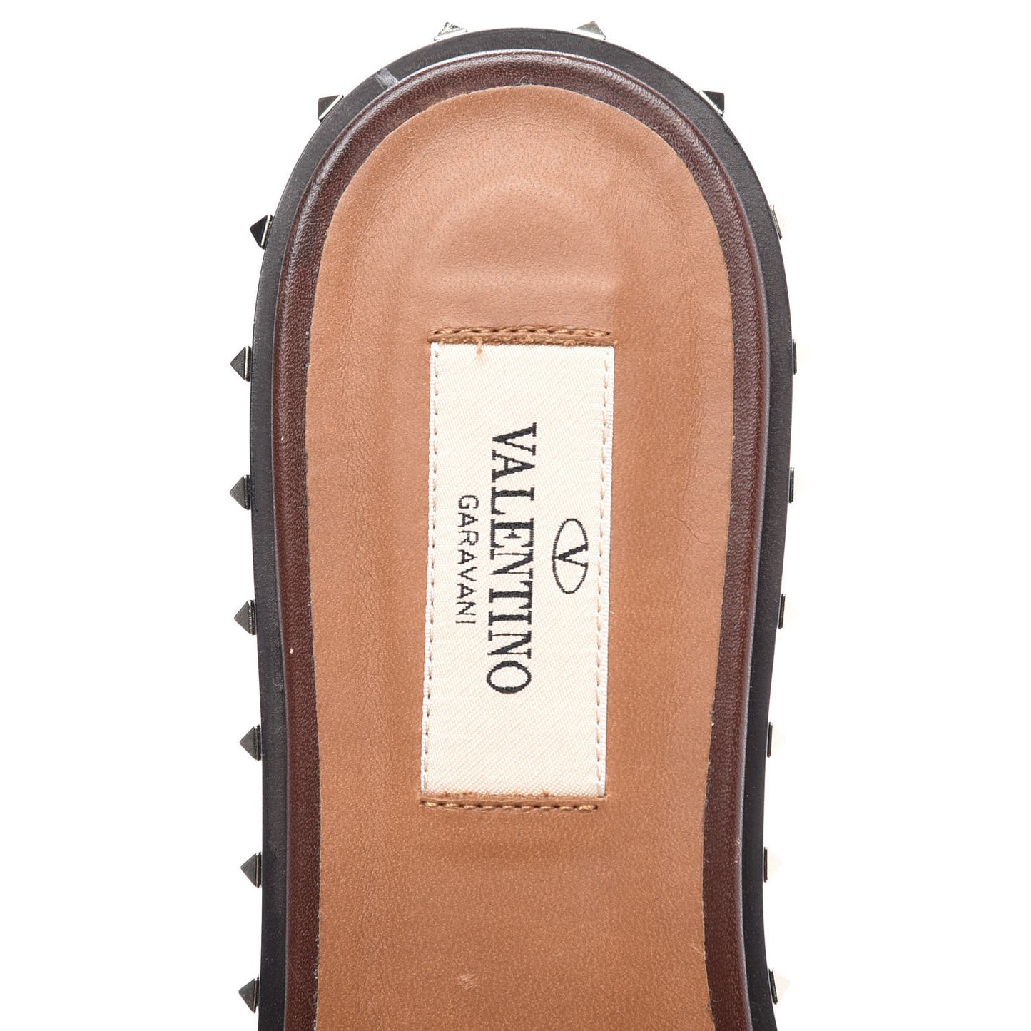 Nappa Soul Rockstud Flat Slide Sandals 36 Brown
