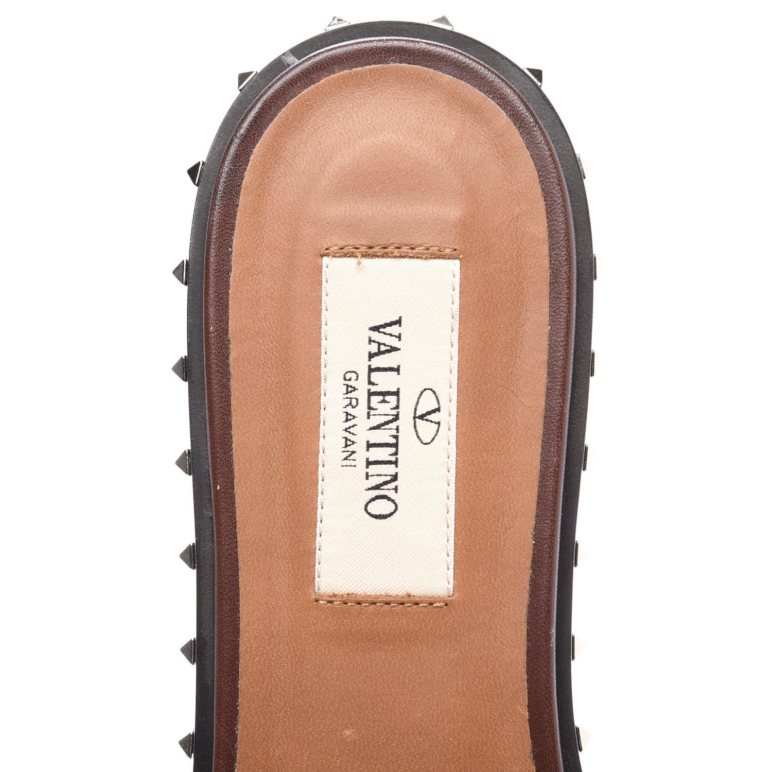 Valentino Garavani Nappa Soul Rockstud Flat Slide Sandals 36 Brown 8 of 10