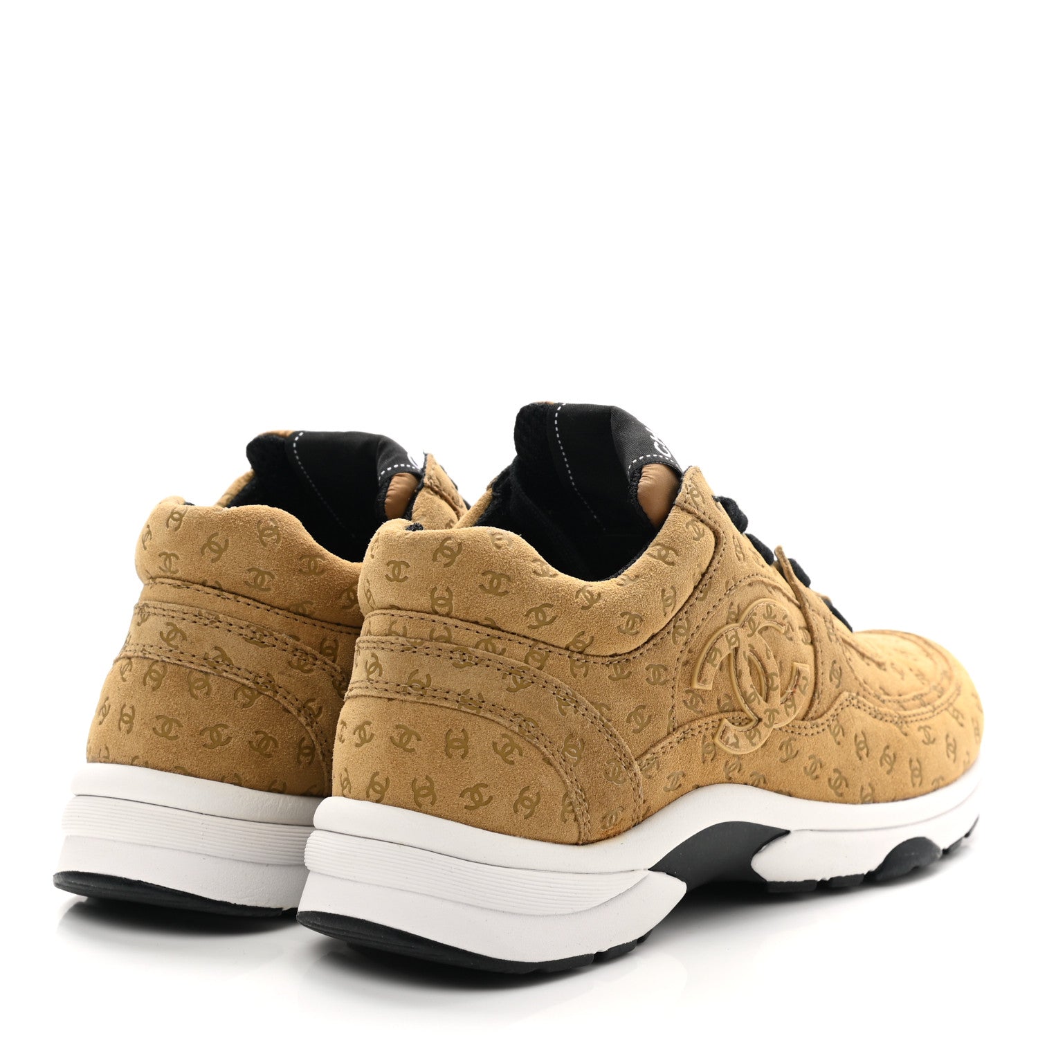 Chanel Suede Calfskin Printed CC Sneakers 36 Beige 4 of 8
