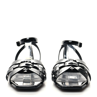 Saint Laurent Patent Calfskin Tribute 05 Ankle Strap Sandals 36.5 Black 2 of 8