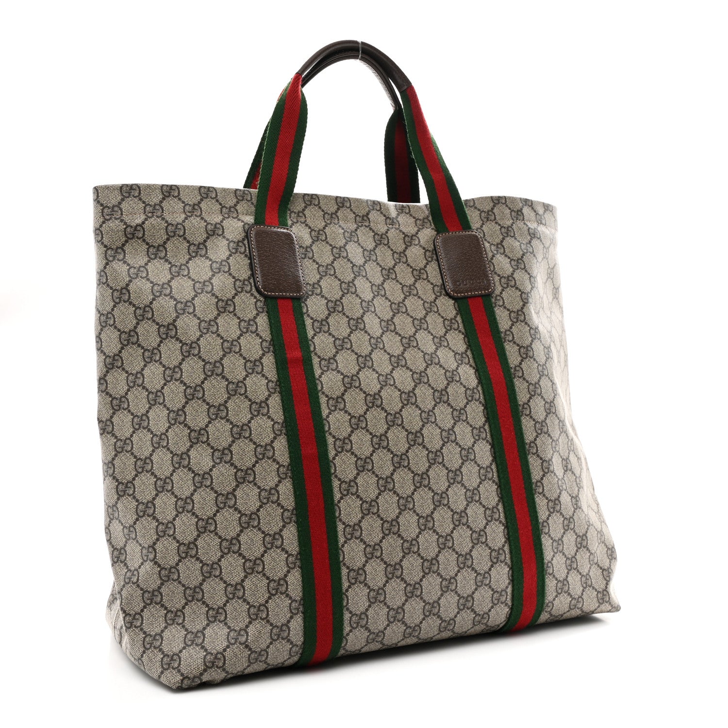 Gucci Tender GG Supreme Monogram Textured Dollar Calfskin Web Tote Beige Ebony New Acero 2 of 9