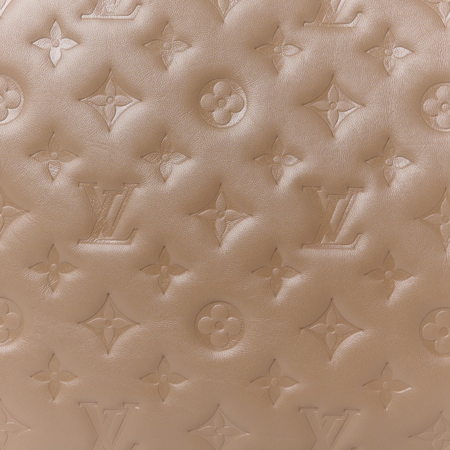 Lambskin Embossed Monogram Coussin MM Taupe