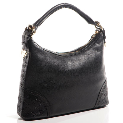 Gucci Leather Guccissima Medium Signoria Hobo Black 3 of 9