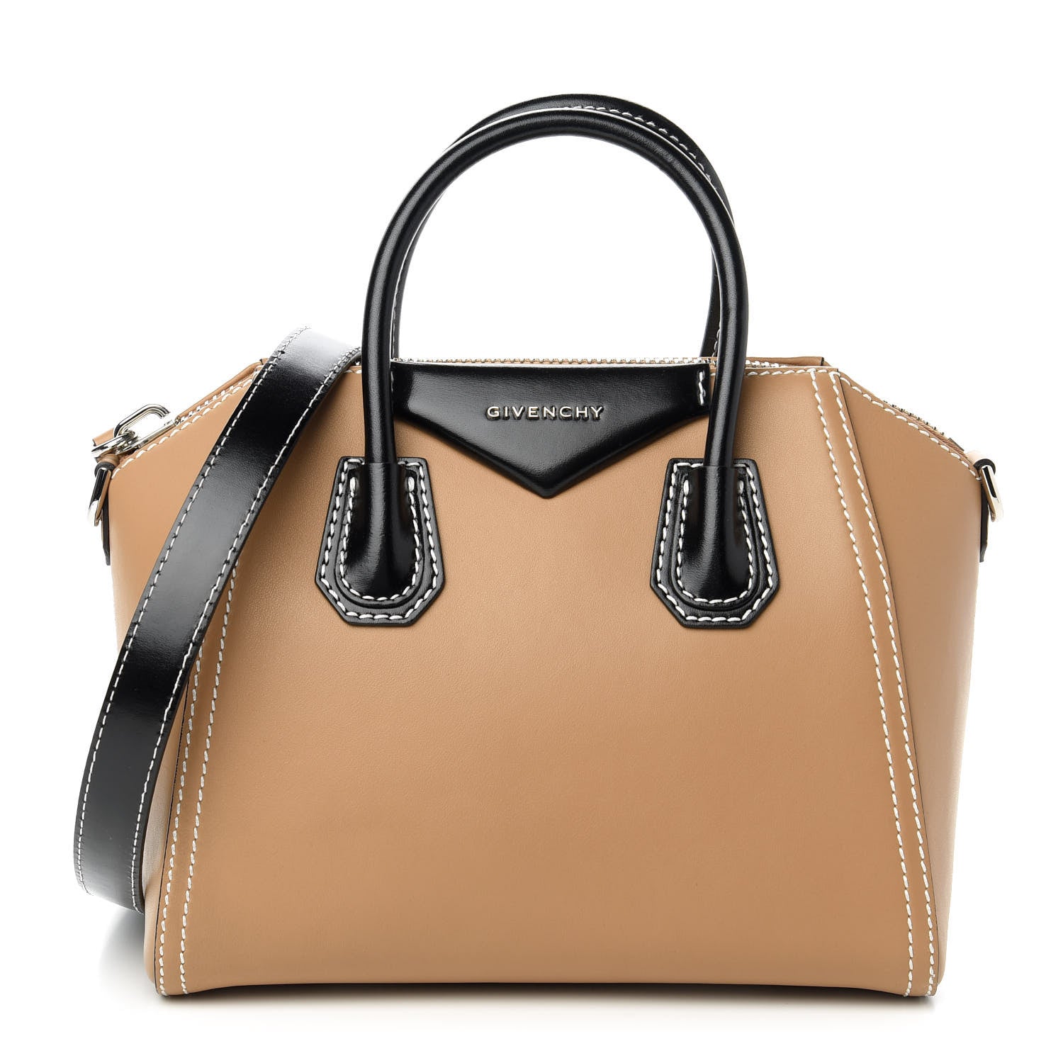 Givenchy Calfskin Small Topstitch Bi-Color Antigona Beige Black 1 of 10