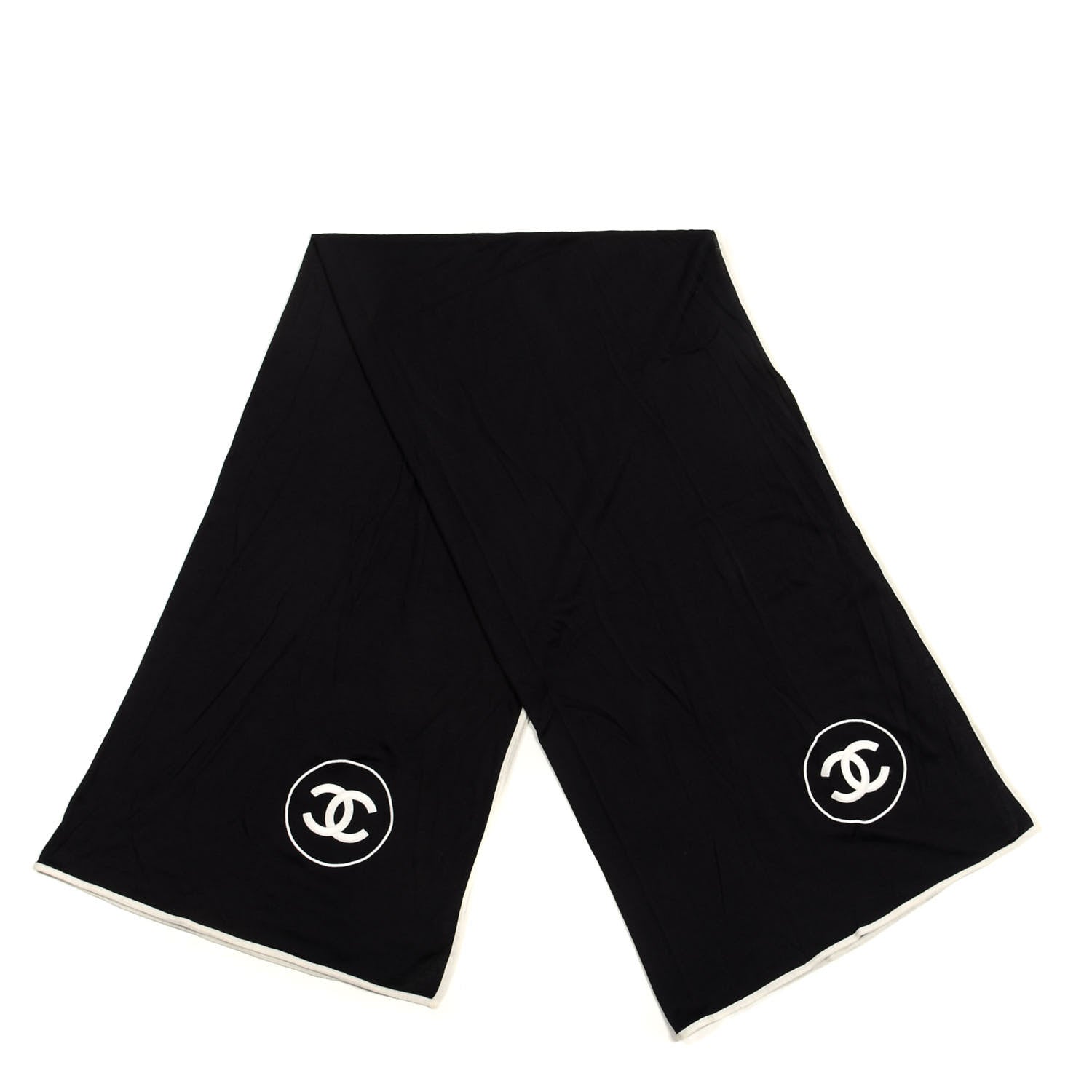 Chanel Cashmere Silk CC Scarf Black 2 of 4