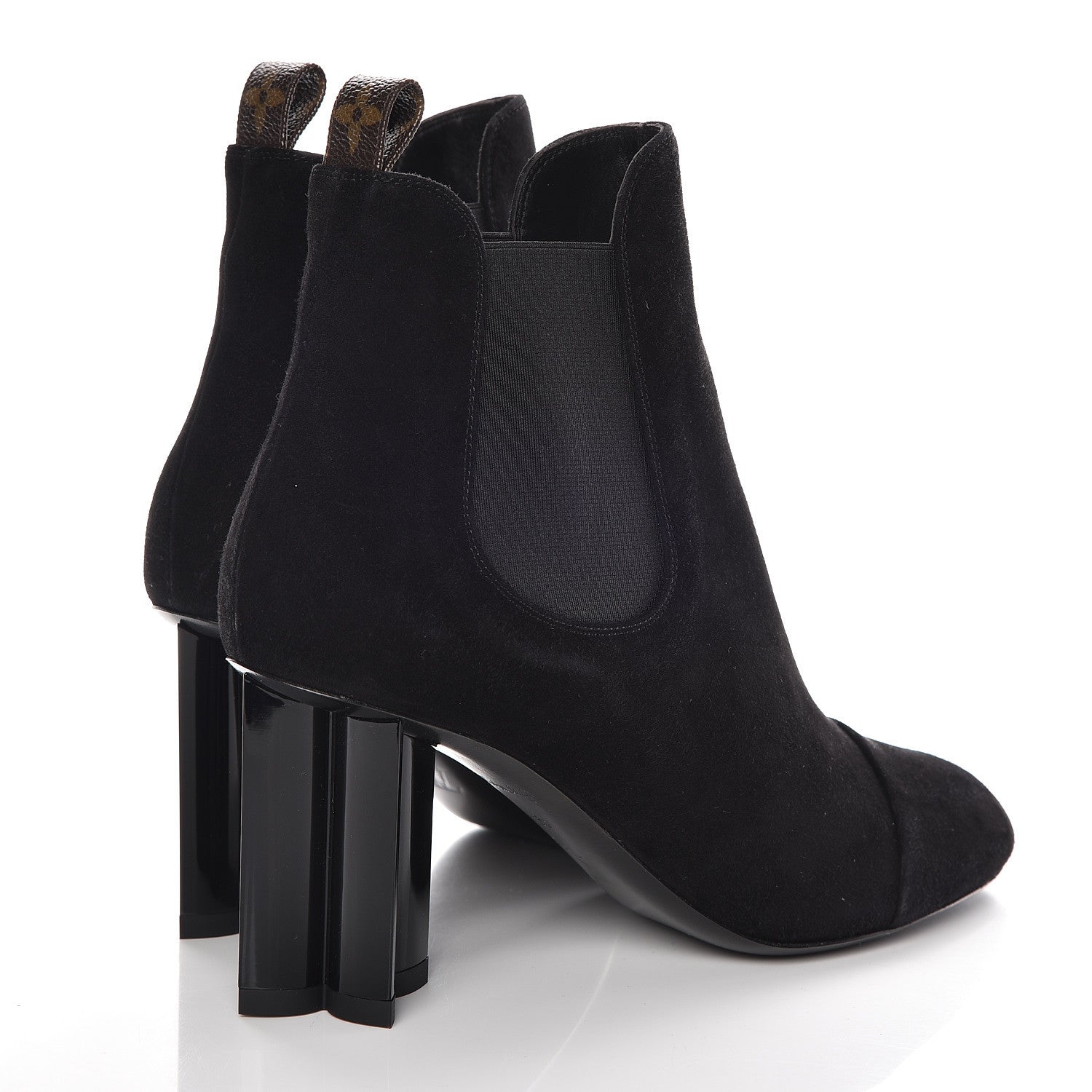 Louis Vuitton Suede Monogram Uniformes Cap Toe Chelsea 80mm Ankle Boots 38 Black 4 of 10