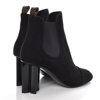 Louis Vuitton Suede Monogram Uniformes Cap Toe Chelsea 80mm Ankle Boots 38 Black 4 of 10