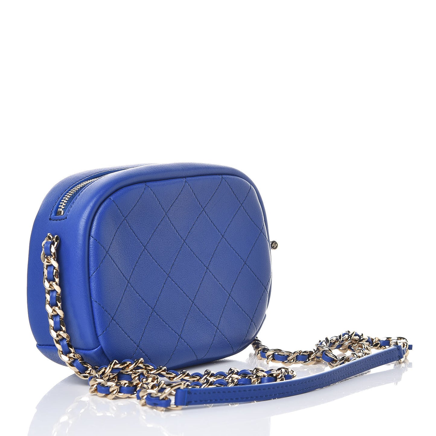 Goatskin Quilted Small Casual Trip Camera Case Blue