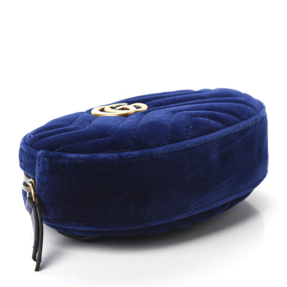 Gucci Velvet Matelasse GG Marmont Belt Bag 85 34 Cobalt Blue 4 of 11