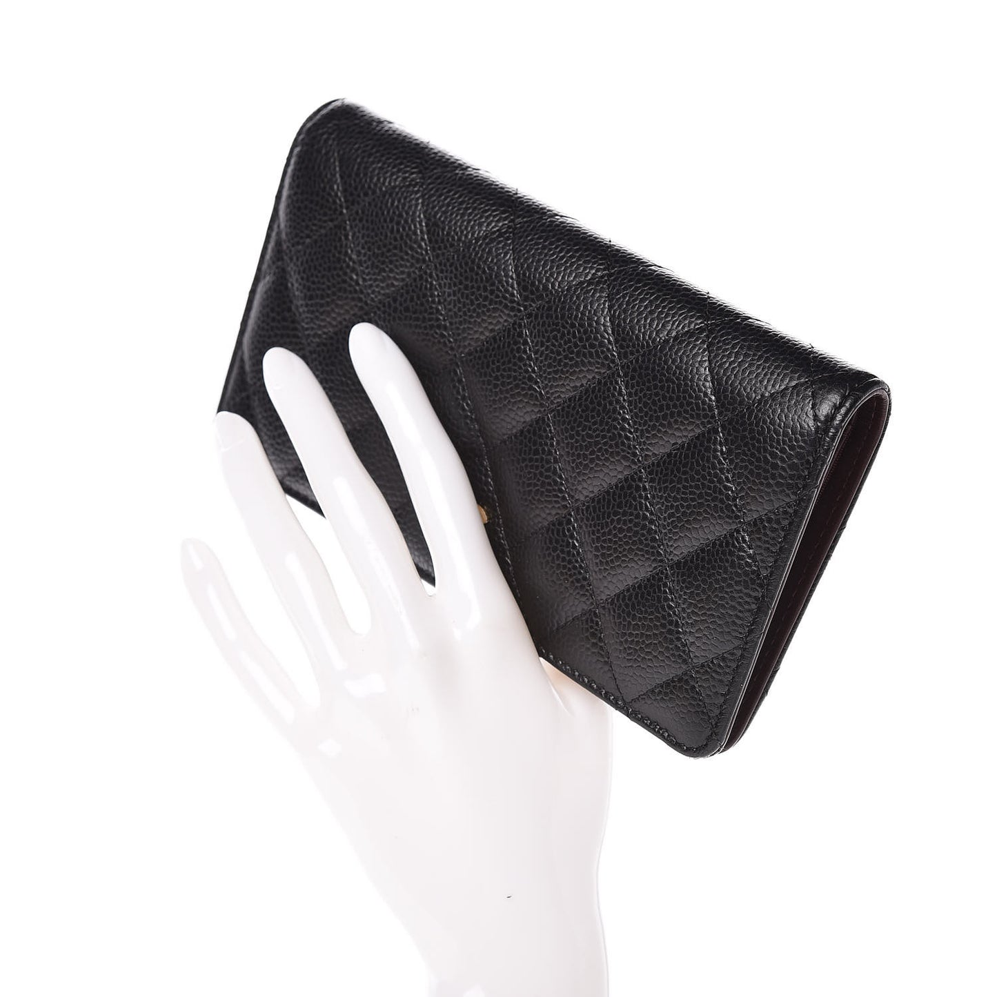 Caviar Quilted Yen Wallet Black