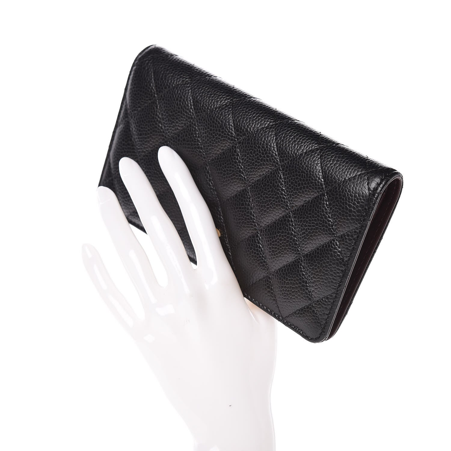 Chanel Caviar Quilted Yen Wallet Black 2 of 11