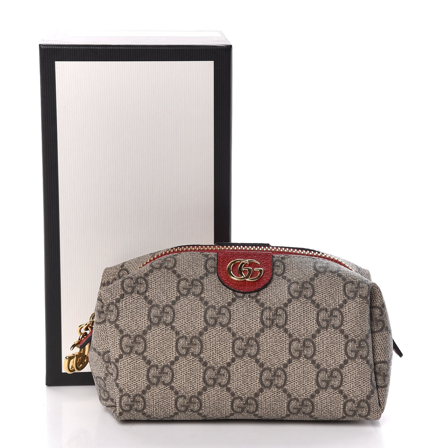 Gucci Soft GG Supreme Monogram Calfskin Small Ophidia Cosmetic Case Beige Ebony Hibiscus Red 8 of 8