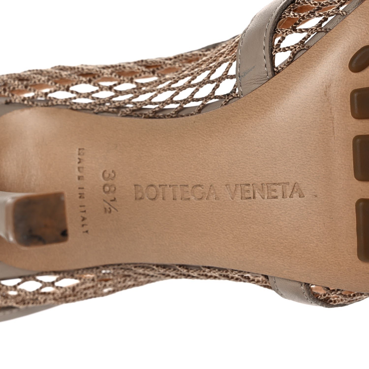 Bottega Veneta Mesh Calfskin Chain Stretch Pumps 38.5 Beige 6 of 8