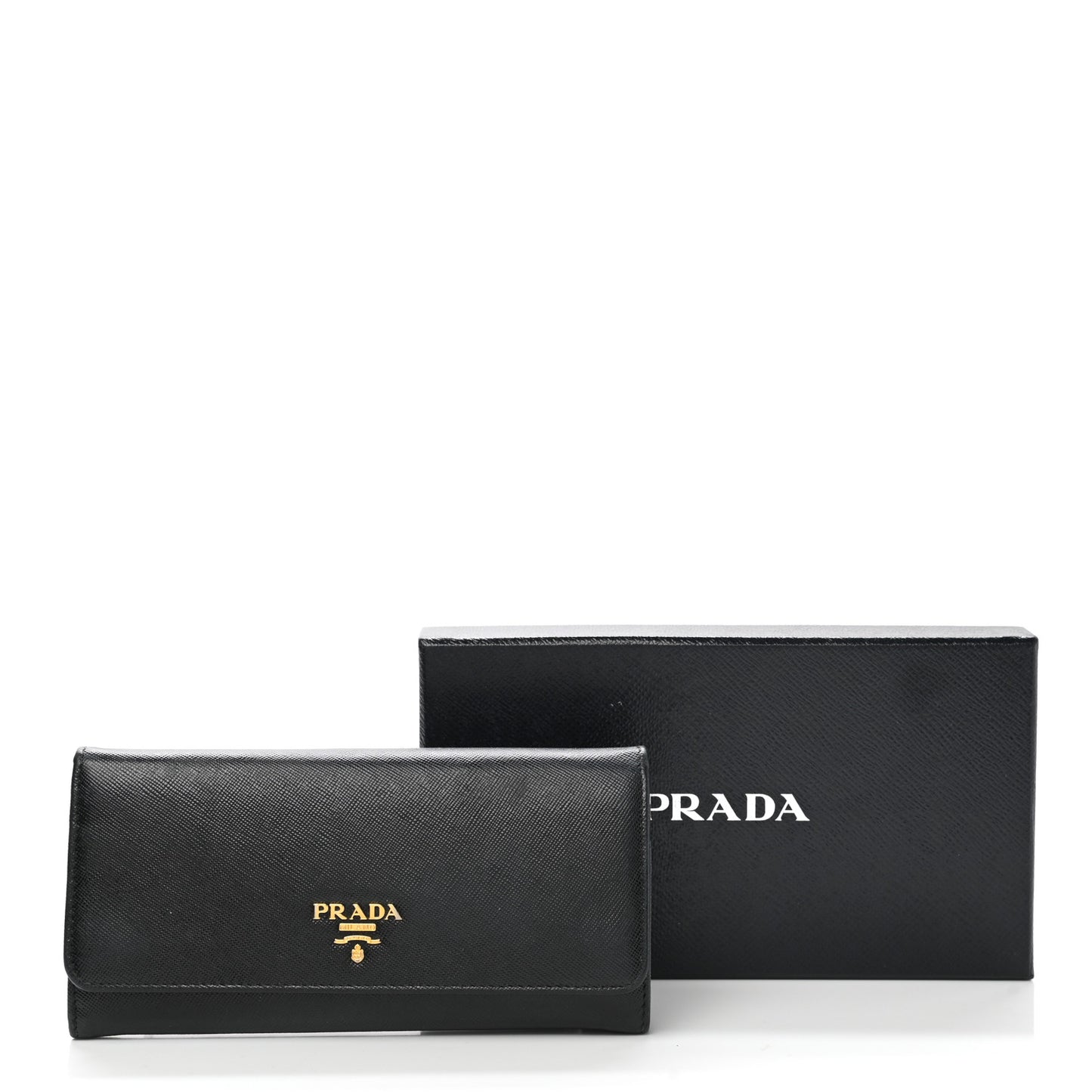 Saffiano Metal Continental Flap Wallet Black