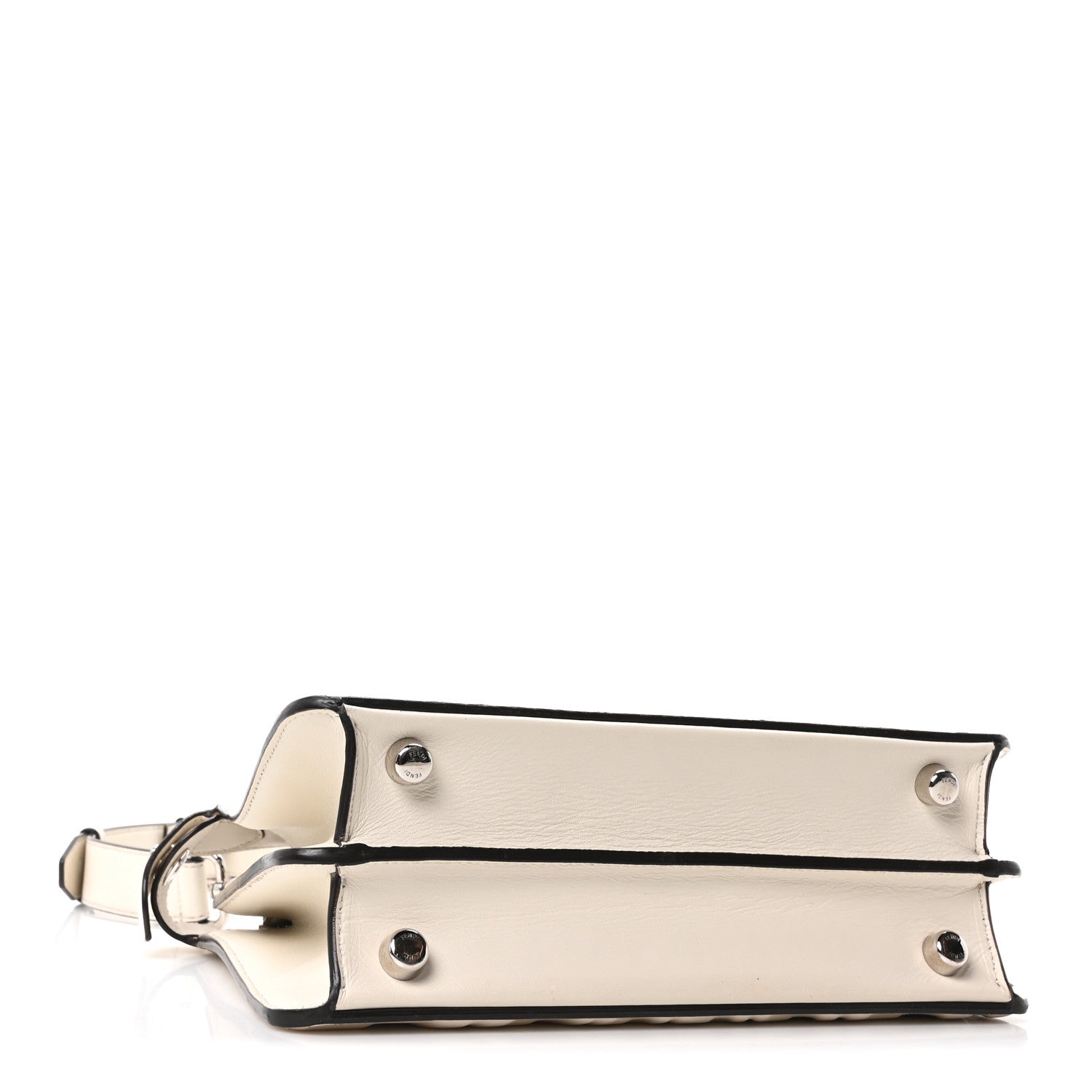 Fendi X SARAH COLEMAN Nappa FF Fish Eye Embossed Mini Peekaboo I SEE U Satchel White Ice 5 of 12