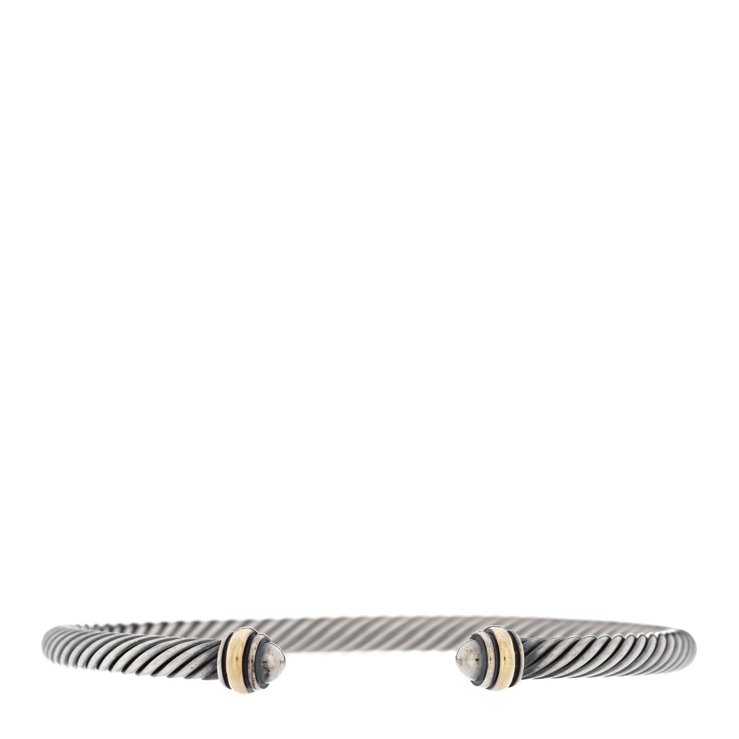 David Yurman Sterling Silver 18K Yellow Gold 4mm Cable Classics Bracelet 1 of 4