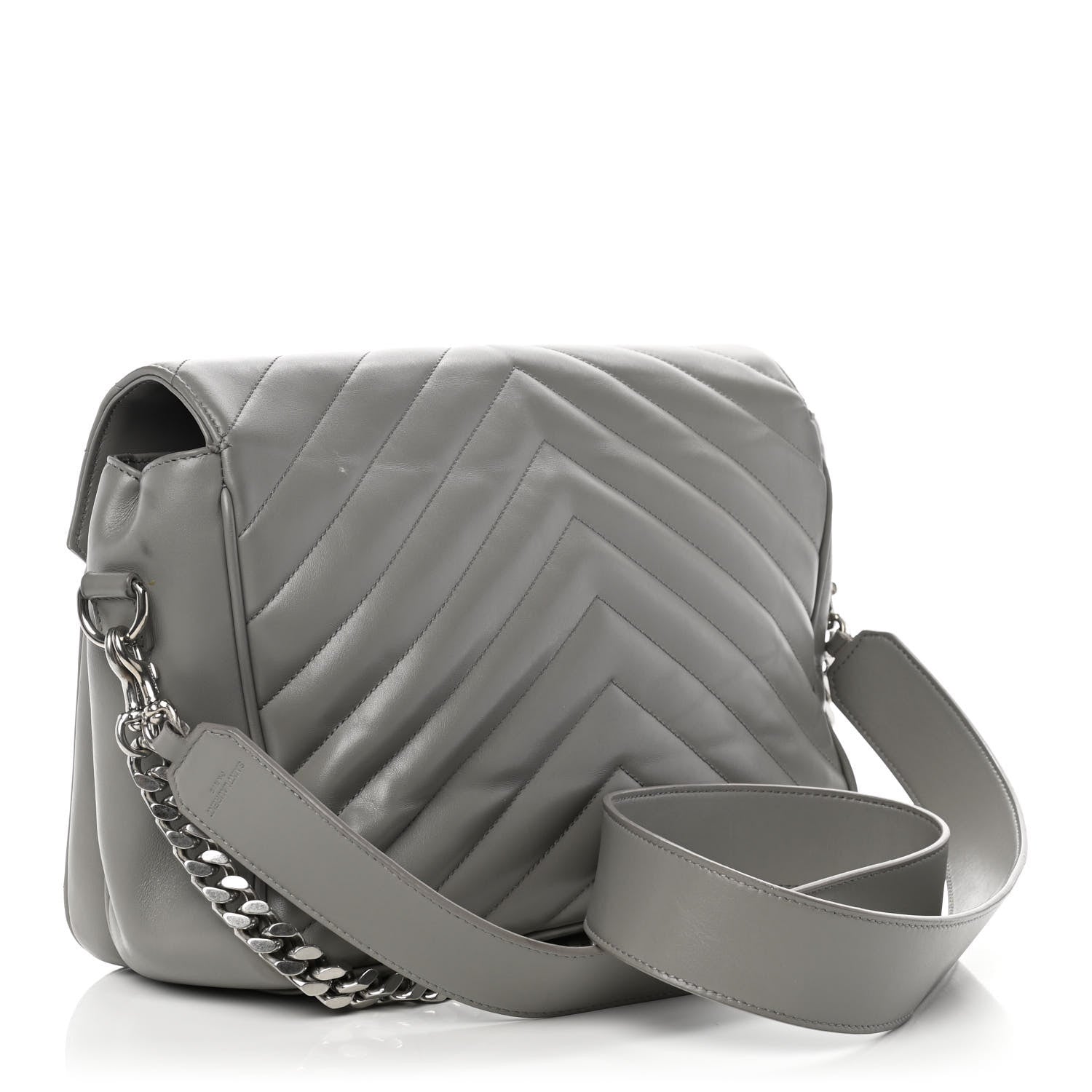 Saint Laurent Calfskin Y Quilted Monogram Loulou Shoulder Bag Pearl Grey 2 of 12