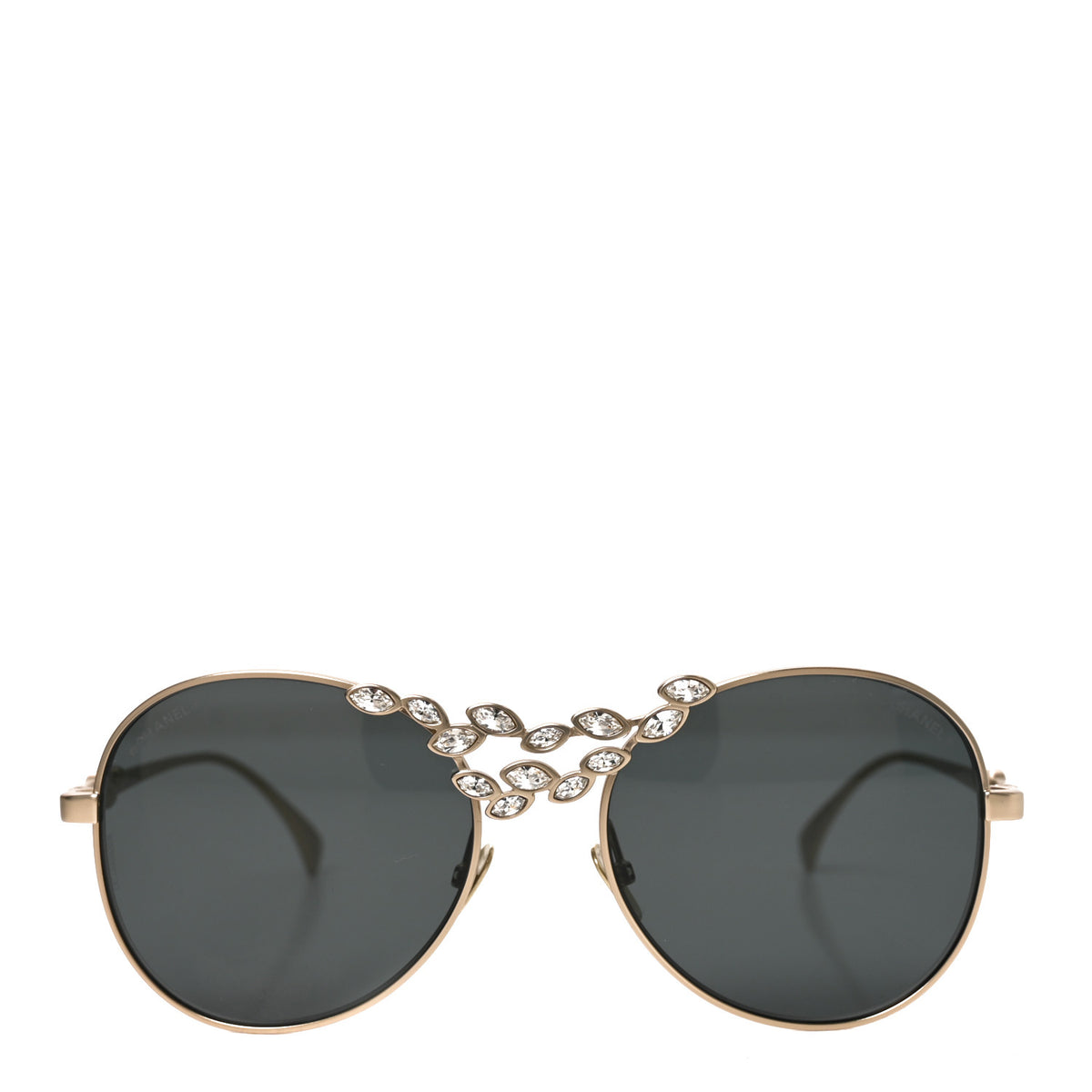 Metal Crystal Sparkling Wheat Round Sunglasses 71582 Gold