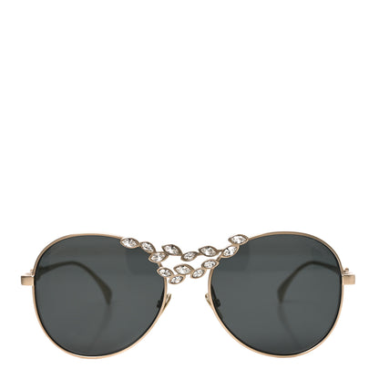 Chanel Metal Crystal Sparkling Wheat Round Sunglasses 71582 Gold 2 of 7