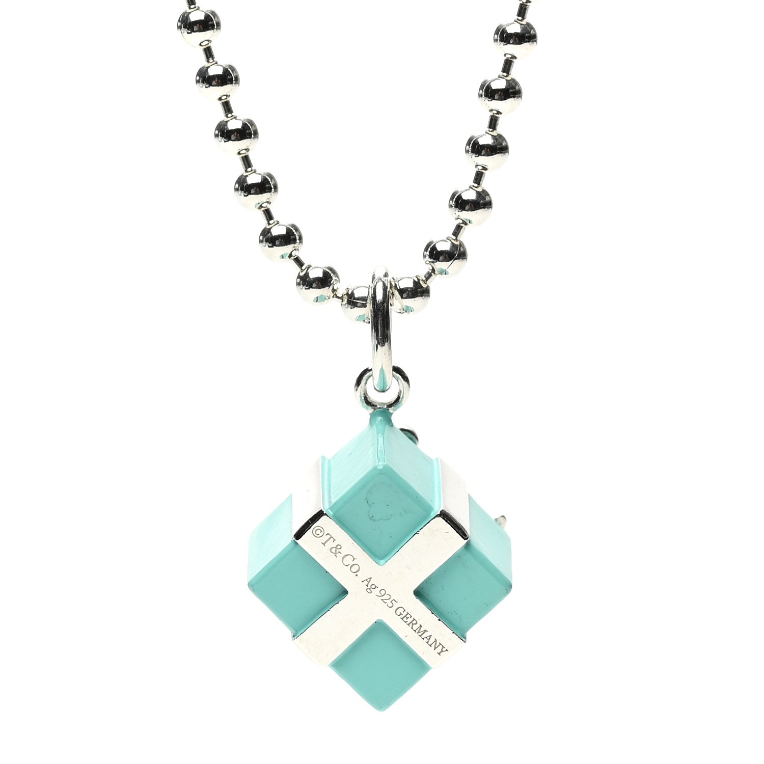 Tiffany Sterling Silver Enamel Gift Box Charm Necklace Blue 4 of 6
